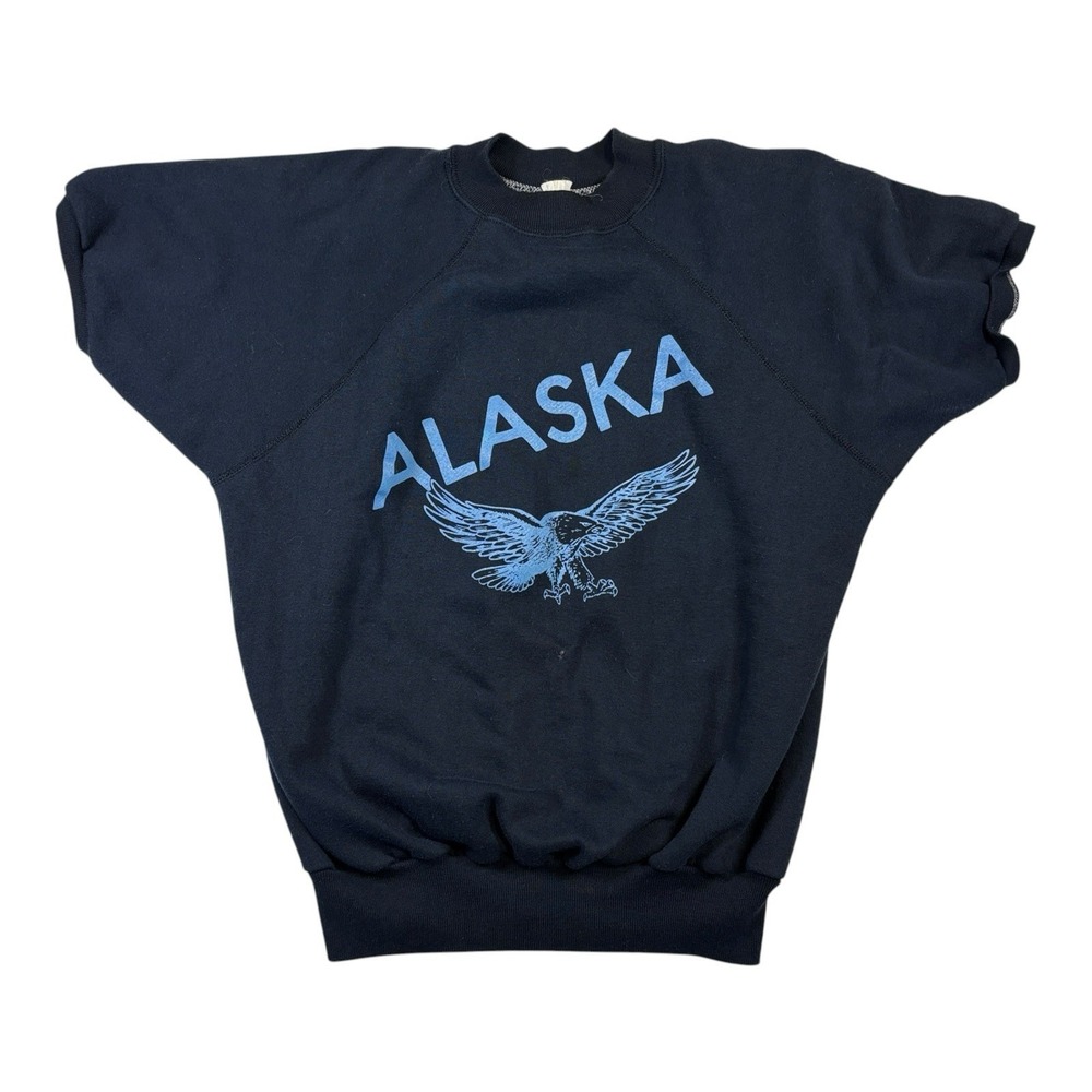 Alaska Sweatshirt Womens‎ XL Blue Fleece Velva Sheen Short Sleeve